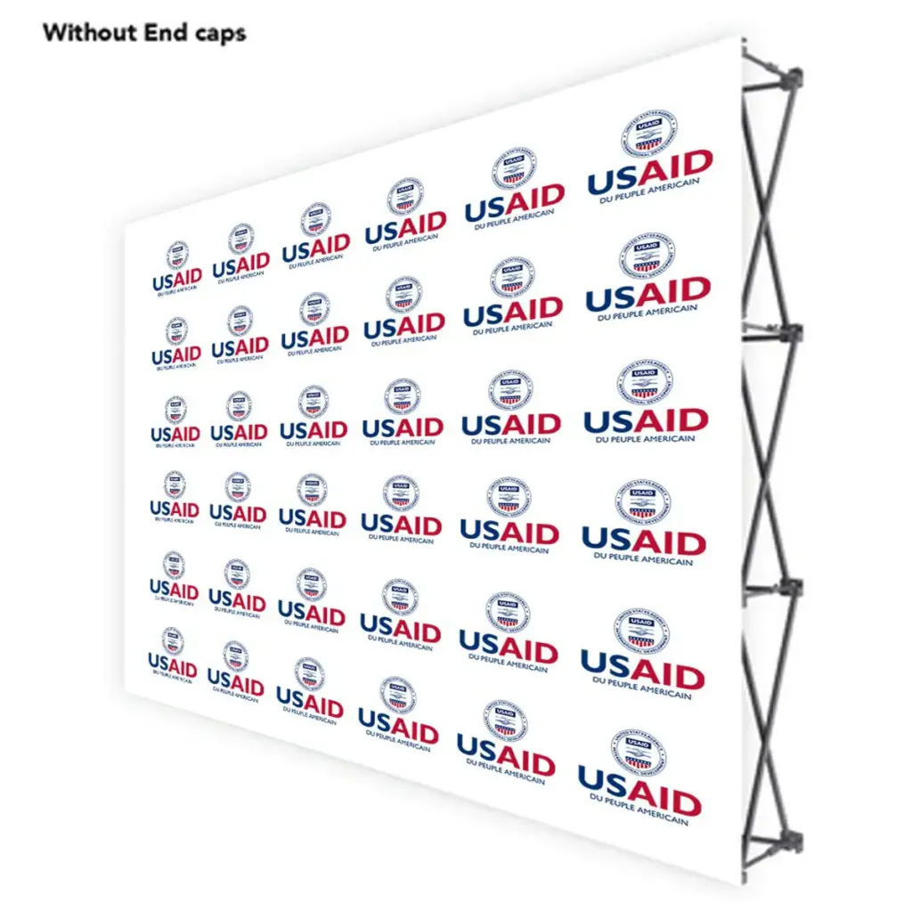 USAID French ONE CHOICE 10 Ft. Fabric Pop Up Display - 89"H Straight Graphic Package