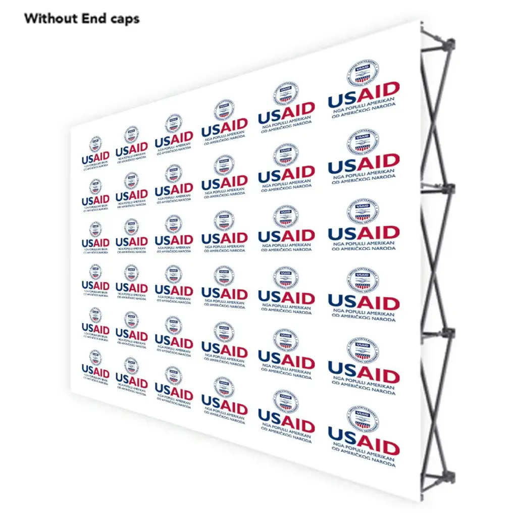USAID Albanian ONE CHOICE 10 Ft. Fabric Pop Up Display - 89"H Straight Graphic Package
