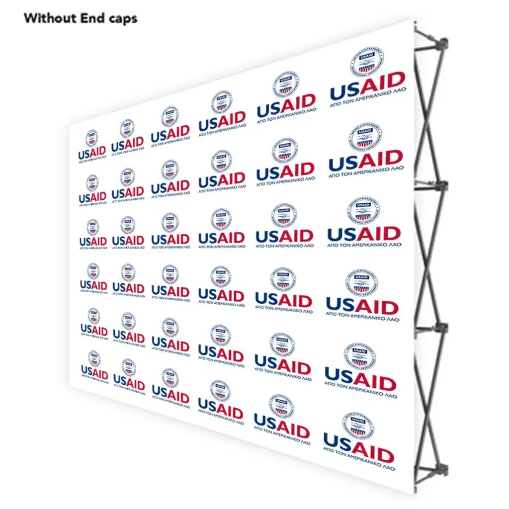 USAID Greek ONE CHOICE 10 Ft. Fabric Pop Up Display - 89"H Straight Graphic Package