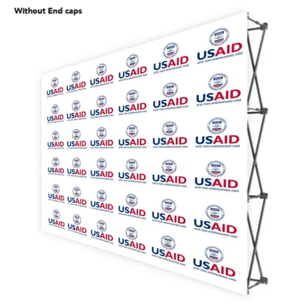 USAID Greek ONE CHOICE 10 Ft. Fabric Pop Up Display - 89"H Straight Graphic Package