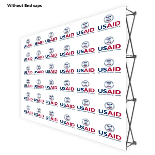 USAID Macedonian ONE CHOICE 10 Ft. Fabric Pop Up Display - 89"H Straight Graphic Package