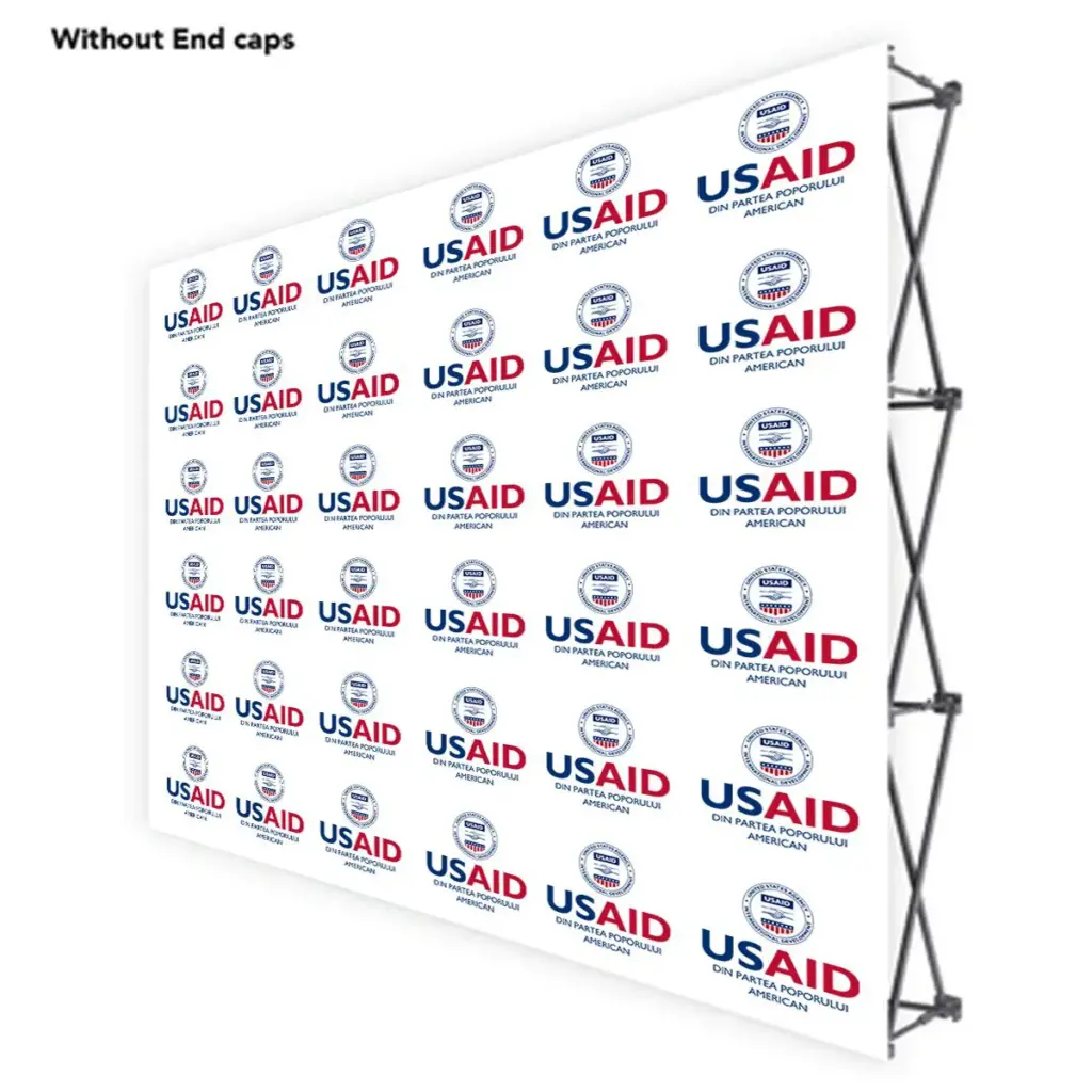 USAID Romanian ONE CHOICE 10 Ft. Fabric Pop Up Display - 89"H Straight Graphic Package
