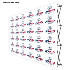 USAID Romanian ONE CHOICE 10 Ft. Fabric Pop Up Display - 89"H Straight Graphic Package