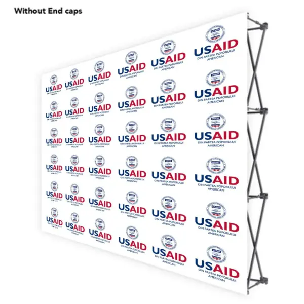 USAID Romanian ONE CHOICE 10 Ft. Fabric Pop Up Display - 89"H Straight Graphic Package