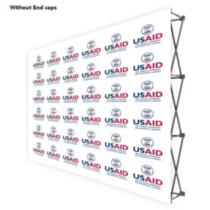 USAID Albanian ONE CHOICE 10 Ft. Fabric Pop Up Display - 89"H Straight Graphic Package