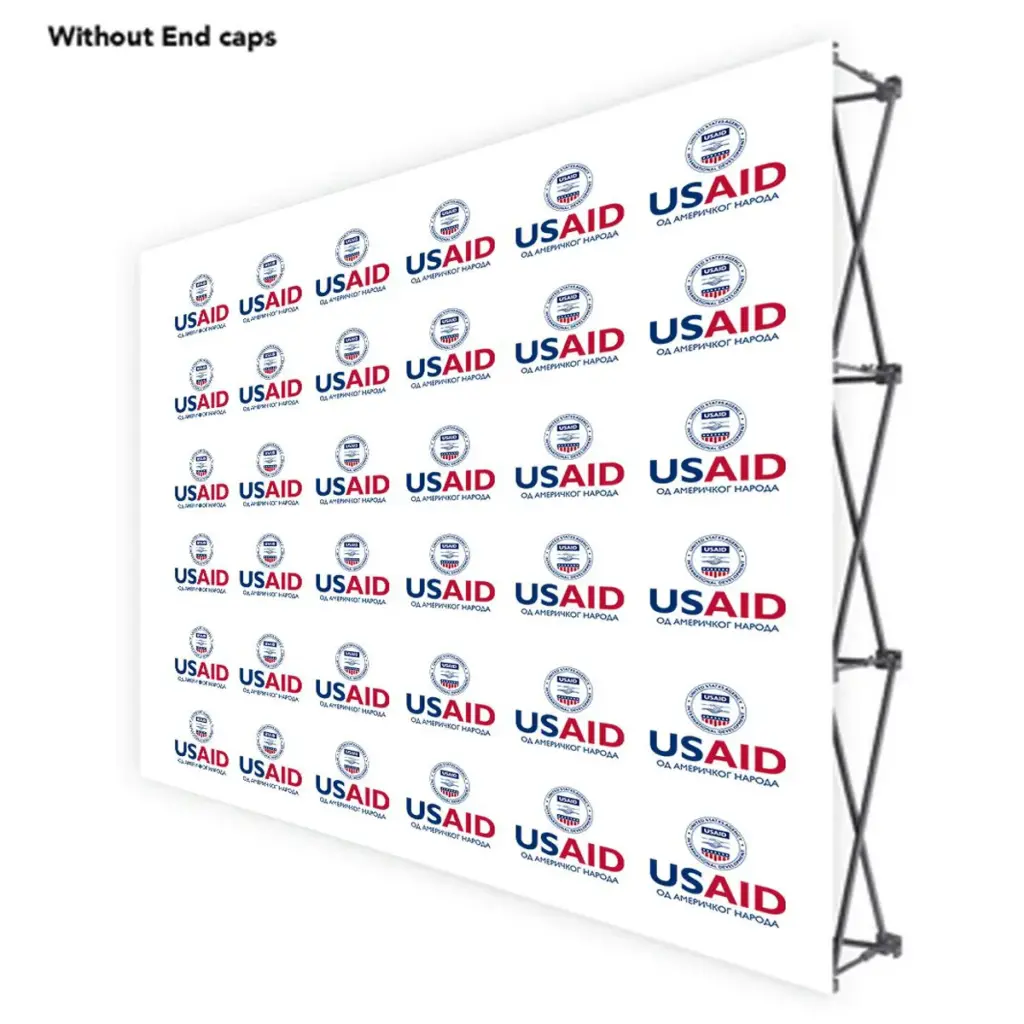 USAID Bosnian Cyrillic ONE CHOICE 10 Ft. Fabric Pop Up Display - 89"H Straight Graphic Package