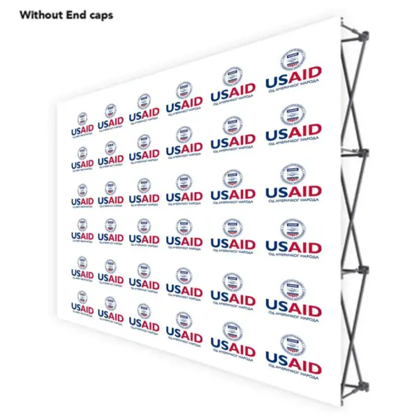 USAID Bosnian Cyrillic ONE CHOICE 10 Ft. Fabric Pop Up Display - 89"H Straight Graphic Package