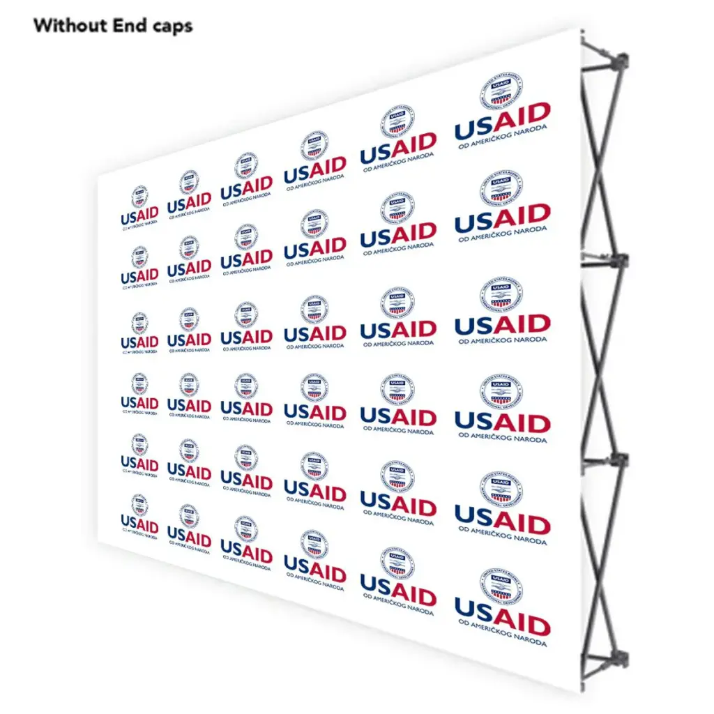 USAID Bosnian Latinic ONE CHOICE 10 Ft. Fabric Pop Up Display - 89"H Straight Graphic Package