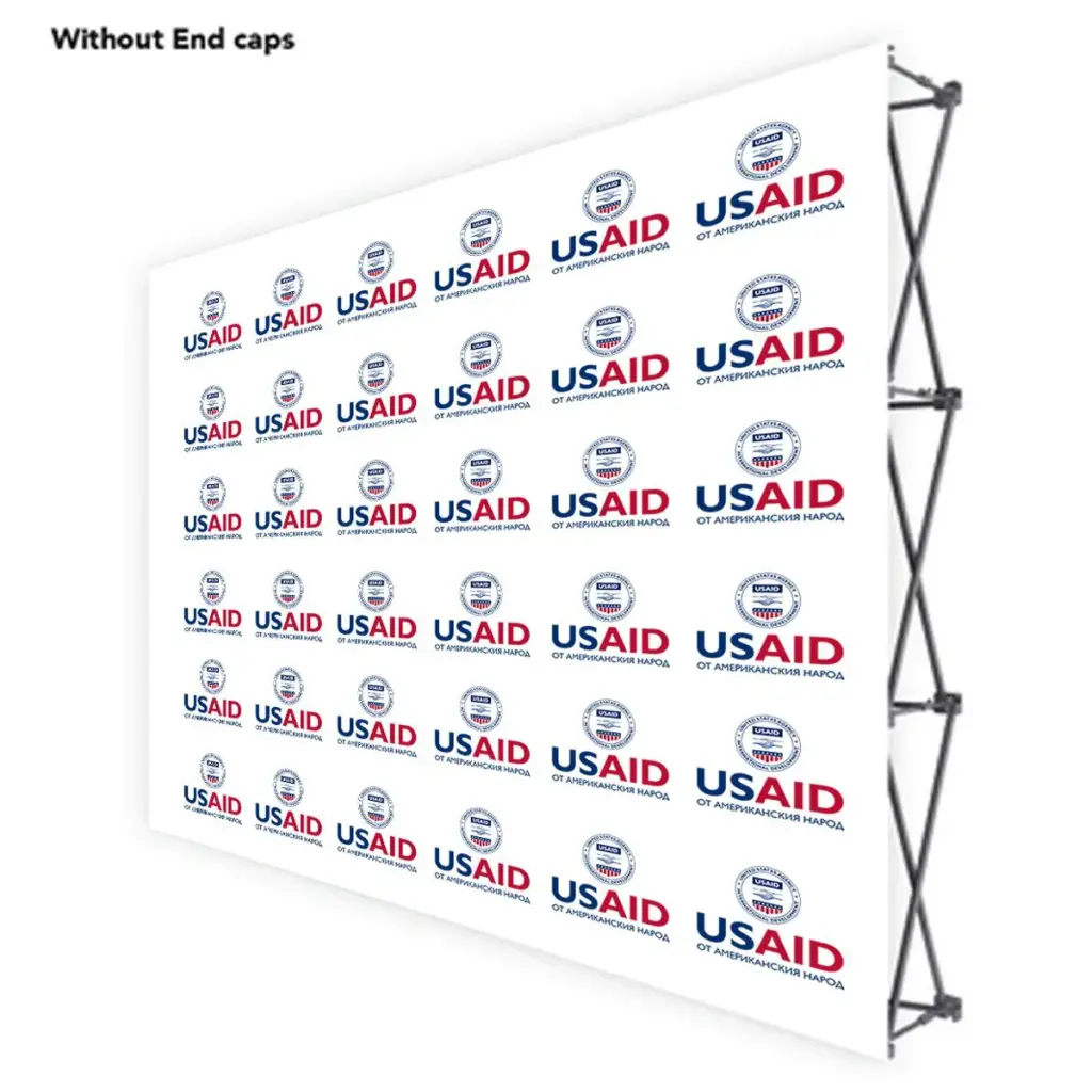 USAID Bulgarian ONE CHOICE 10 Ft. Fabric Pop Up Display - 89"H Straight Graphic Package