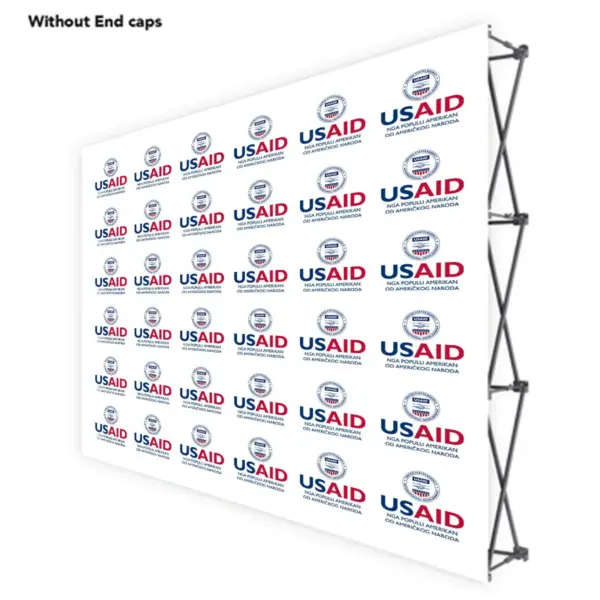 USAID Albanian ONE CHOICE 10 Ft. Fabric Pop Up Display - 89"H Straight Graphic Package