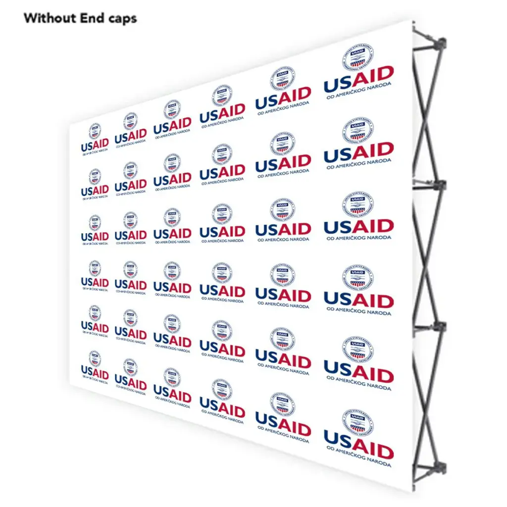 USAID Croatian ONE CHOICE 10 Ft. Fabric Pop Up Display - 89"H Straight Graphic Package