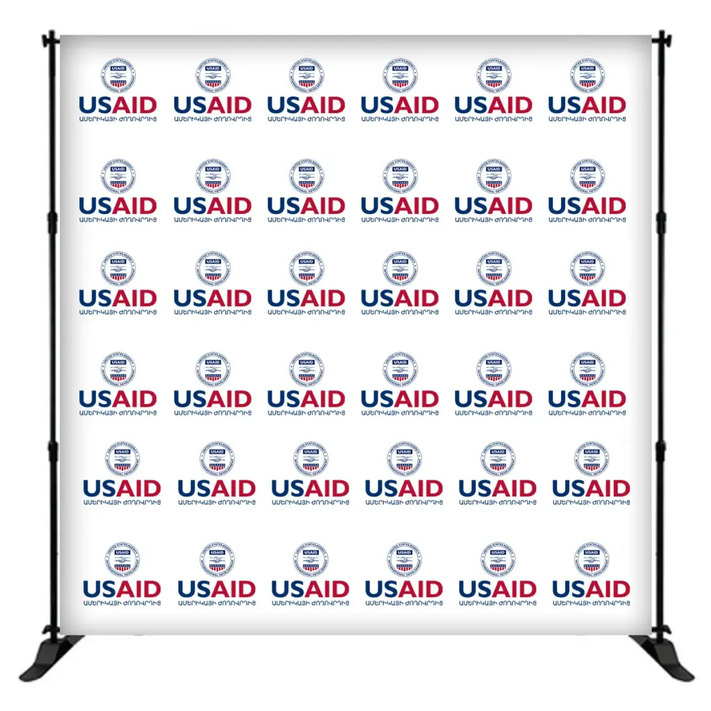 USAID Armenian 8 ft. Slider Banner Stand - 8'h Fabric Graphic Package