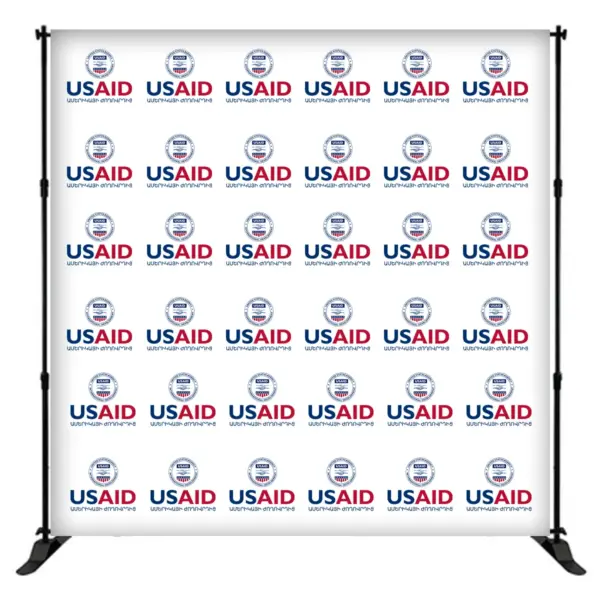 USAID Armenian 8 ft. Slider Banner Stand - 8'h Fabric Graphic Package