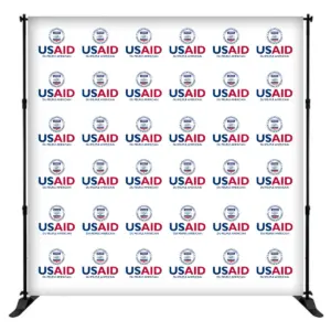 USAID French 8 ft. Slider Banner Stand - 8'h Fabric Graphic Package