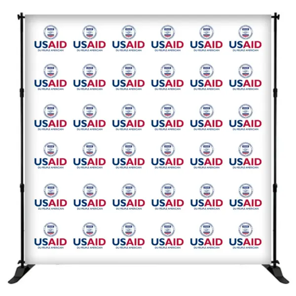 USAID French 8 ft. Slider Banner Stand - 8'h Fabric Graphic Package
