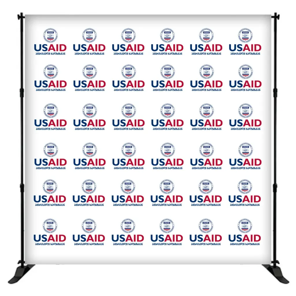 USAID Georgian 8 ft. Slider Banner Stand - 8'h Fabric Graphic Package