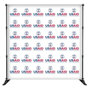 USAID Greek 8 ft. Slider Banner Stand - 8'h Fabric Graphic Package