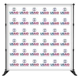 USAID Macedonian 8 ft. Slider Banner Stand - 8'h Fabric Graphic Package