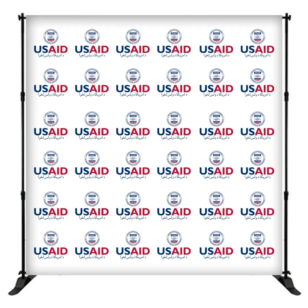 USAID Pashto 8 ft. Slider Banner Stand - 8'h Fabric Graphic Package