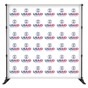 USAID Pashto 8 ft. Slider Banner Stand - 8'h Fabric Graphic Package