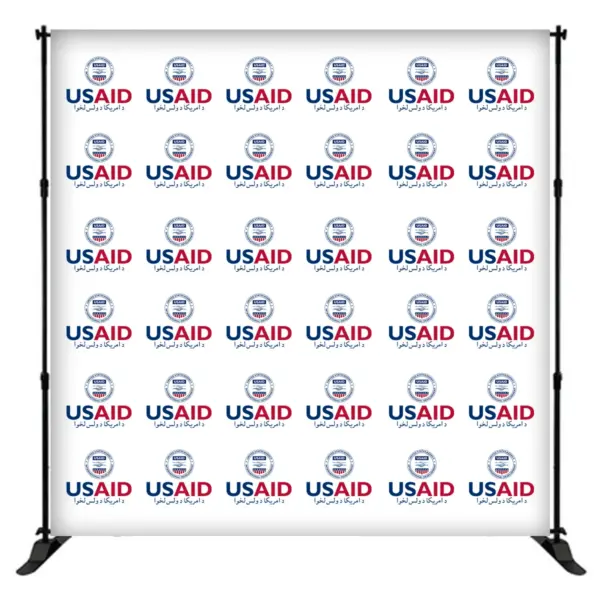 USAID Pashto 8 ft. Slider Banner Stand - 8'h Fabric Graphic Package