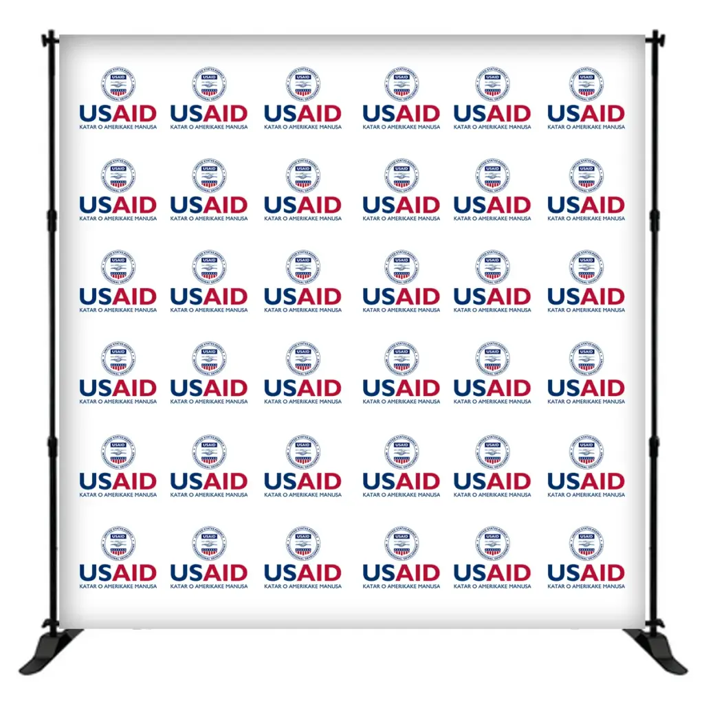 USAID Romanes 8 ft. Slider Banner Stand - 8'h Fabric Graphic Package