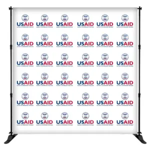 USAID Romanes 8 ft. Slider Banner Stand - 8'h Fabric Graphic Package