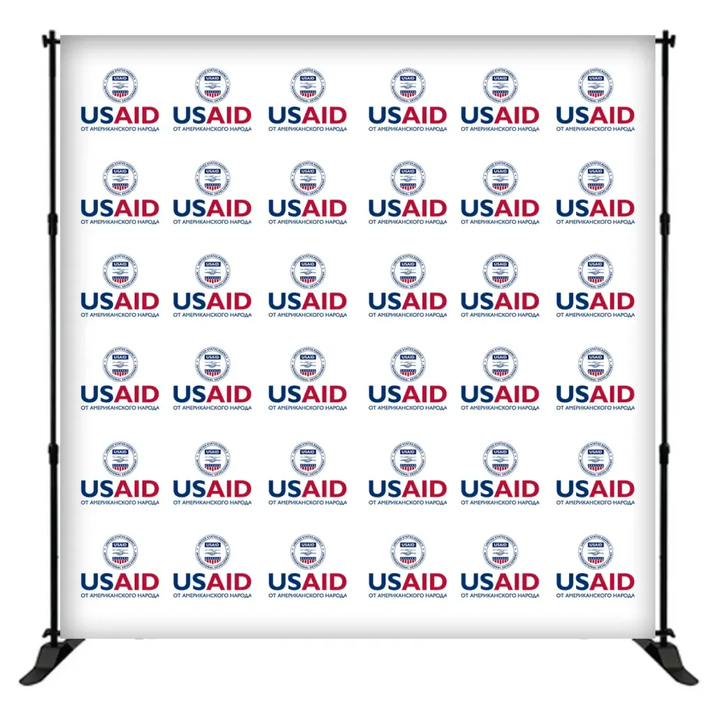 USAID Russian 8 ft. Slider Banner Stand - 8'h Fabric Graphic Package