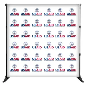 USAID Russian 8 ft. Slider Banner Stand - 8'h Fabric Graphic Package