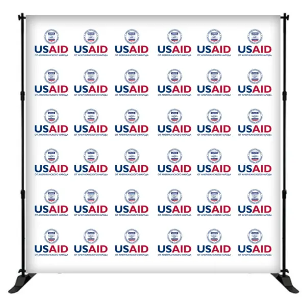 USAID Russian 8 ft. Slider Banner Stand - 8'h Fabric Graphic Package