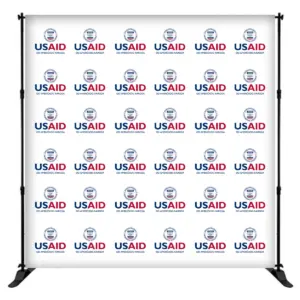 USAID Serbian 8 ft. Slider Banner Stand - 8'h Fabric Graphic Package
