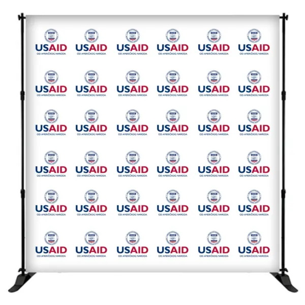 USAID Serbian 8 ft. Slider Banner Stand - 8'h Fabric Graphic Package