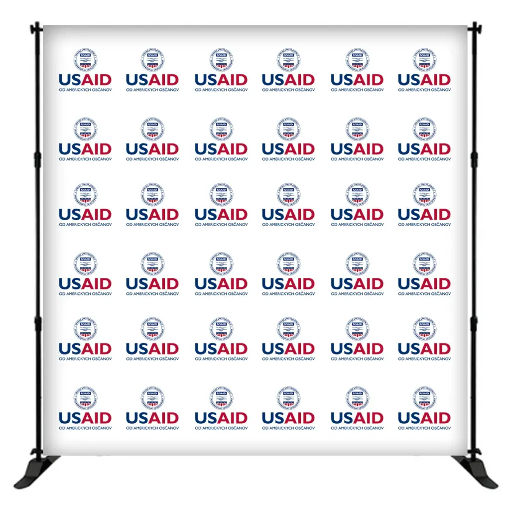 USAID Slovak 8 ft. Slider Banner Stand - 8'h Fabric Graphic Package