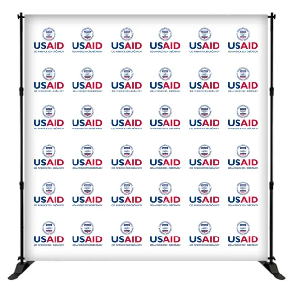 USAID Slovak 8 ft. Slider Banner Stand - 8'h Fabric Graphic Package
