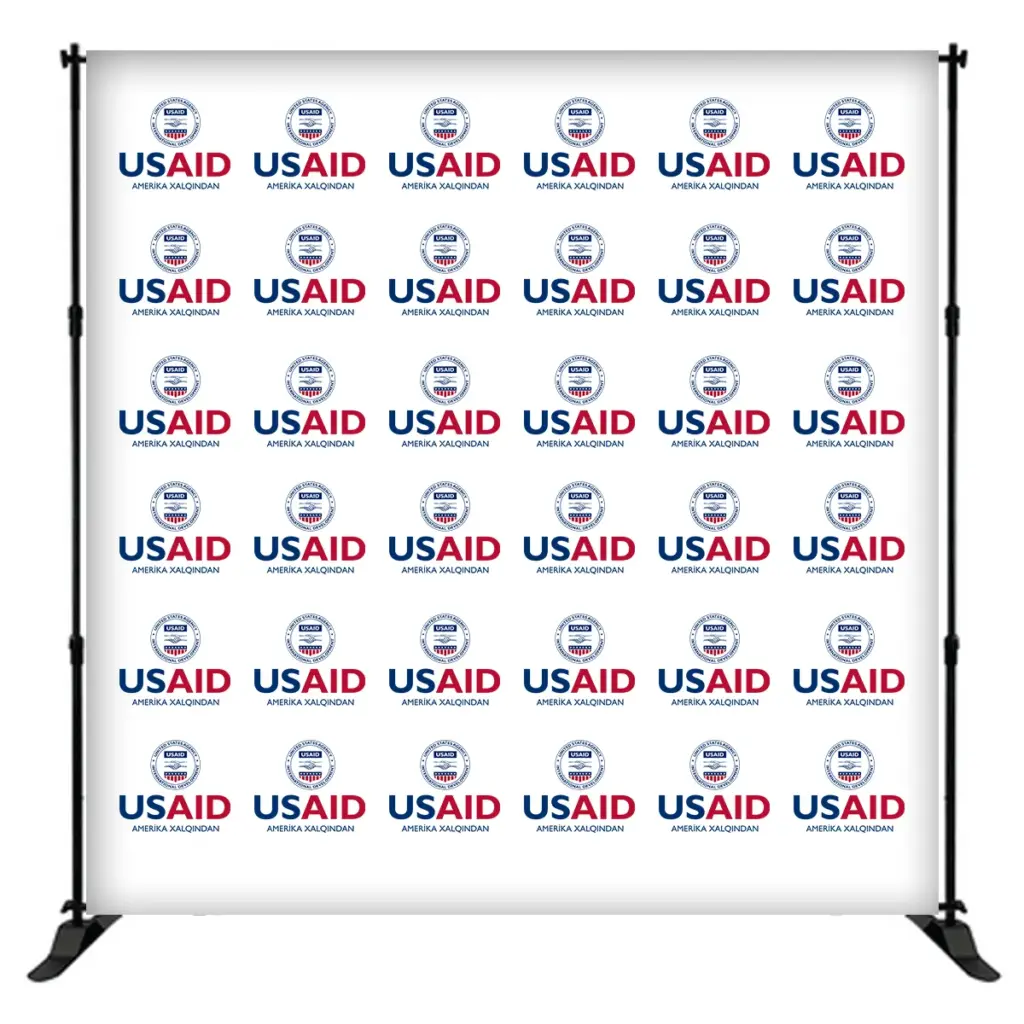USAID Azerbaijani 8 ft. Slider Banner Stand - 8'h Fabric Graphic Package