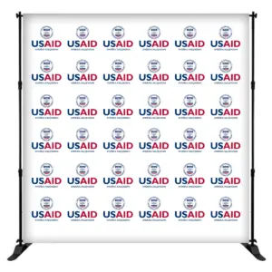USAID Azerbaijani 8 ft. Slider Banner Stand - 8'h Fabric Graphic Package