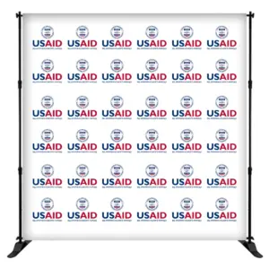 USAID Ukrainian 8 ft. Slider Banner Stand - 8'h Fabric Graphic Package