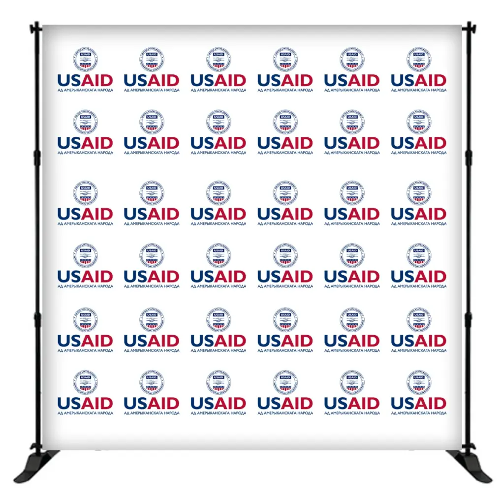 USAID Belarusian 8 ft. Slider Banner Stand - 8'h Fabric Graphic Package