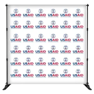 USAID Belarusian 8 ft. Slider Banner Stand - 8'h Fabric Graphic Package