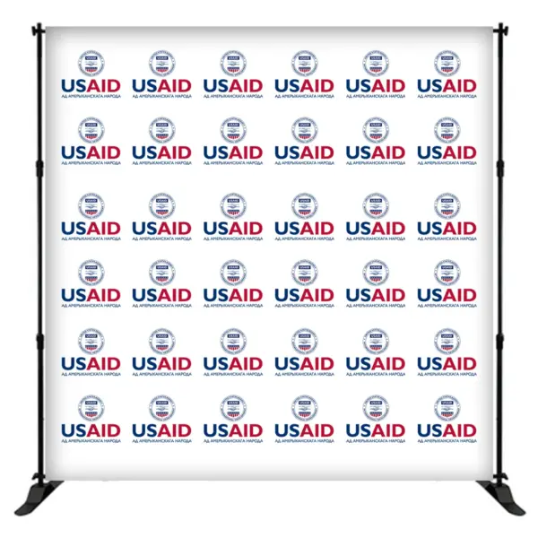 USAID Belarusian 8 ft. Slider Banner Stand - 8'h Fabric Graphic Package