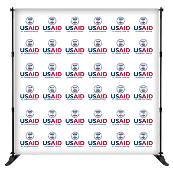 USAID Bosnian Cyrillic 8 ft. Slider Banner Stand - 8'h Fabric Graphic Package