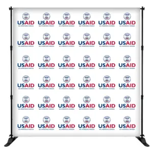 USAID Bosnian Latinic 8 ft. Slider Banner Stand - 8'h Fabric Graphic Package