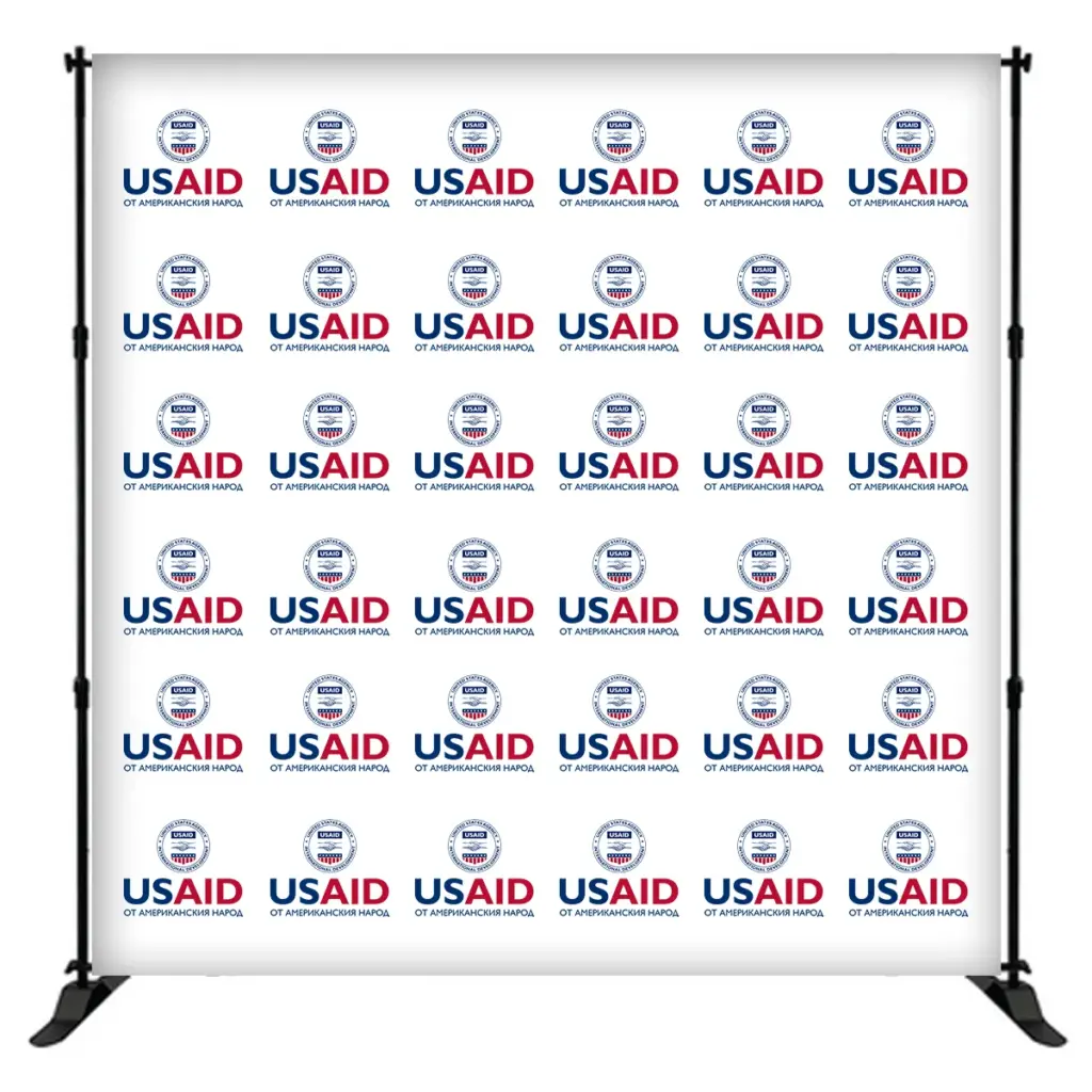 USAID Bulgarian 8 ft. Slider Banner Stand - 8'h Fabric Graphic Package