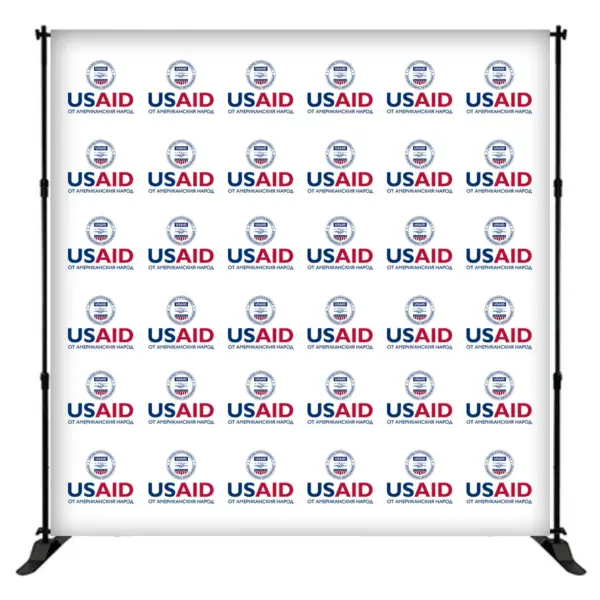 USAID Bulgarian 8 ft. Slider Banner Stand - 8'h Fabric Graphic Package