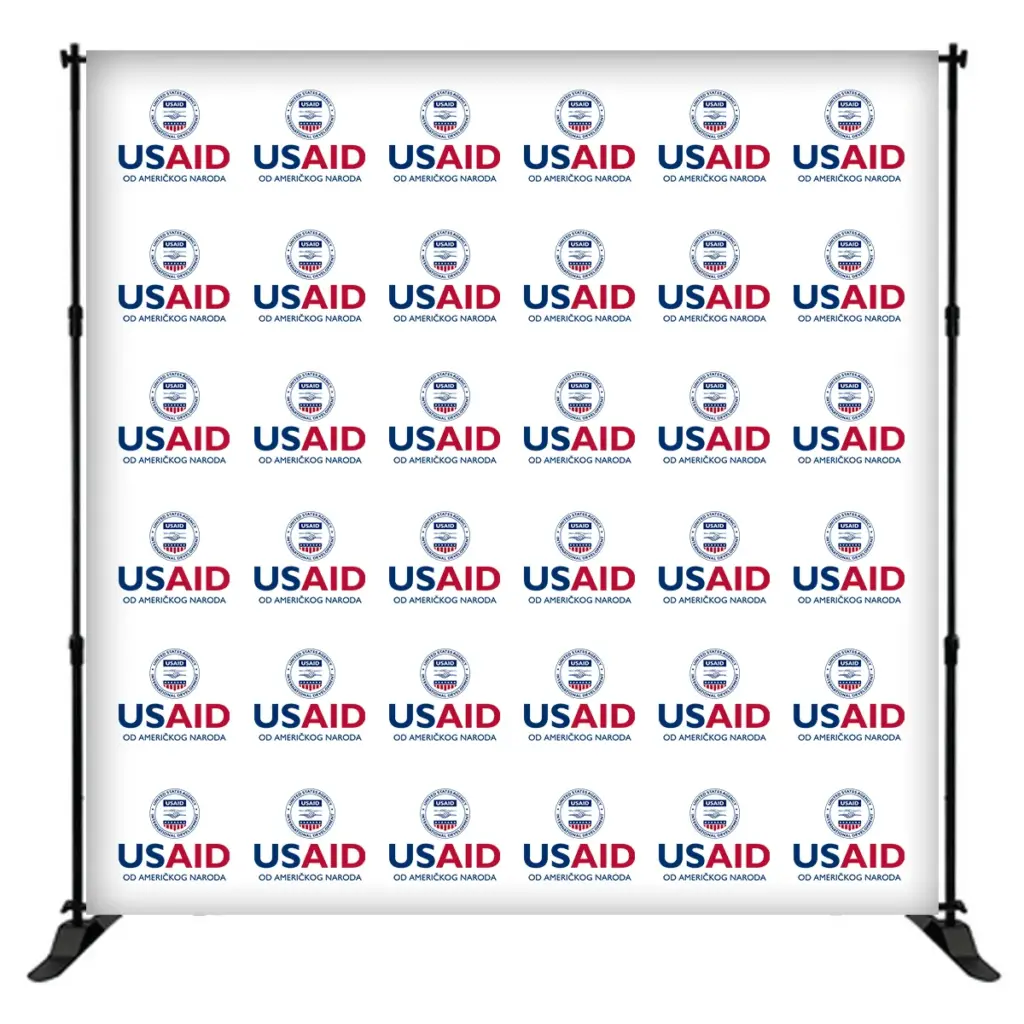 USAID Croatian 8 ft. Slider Banner Stand - 8'h Fabric Graphic Package