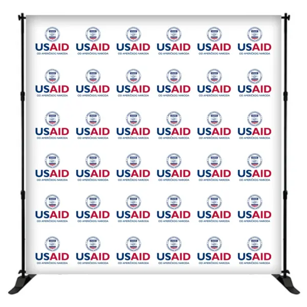 USAID Croatian 8 ft. Slider Banner Stand - 8'h Fabric Graphic Package