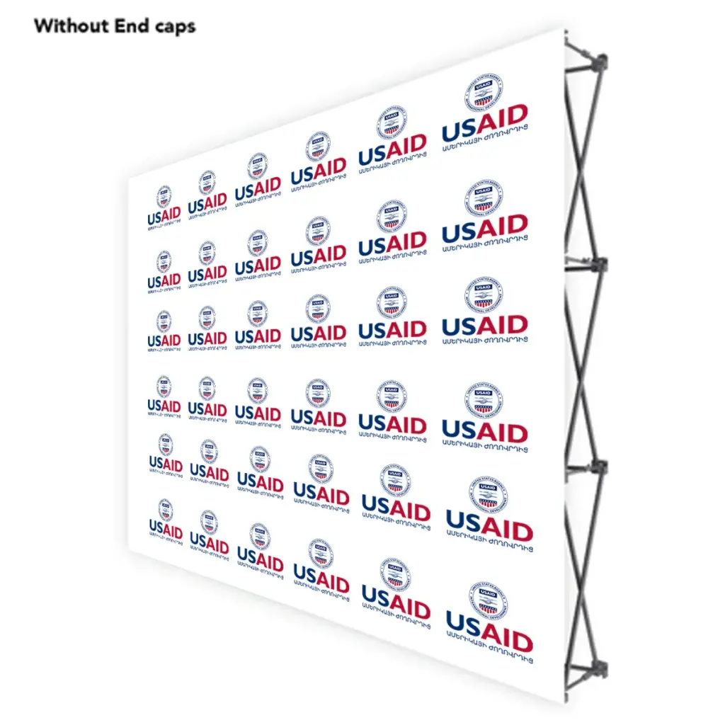 USAID Armenian ONE CHOICE 8 Ft. Fabric Pop Up Display - 89"H Straight Graphic Package