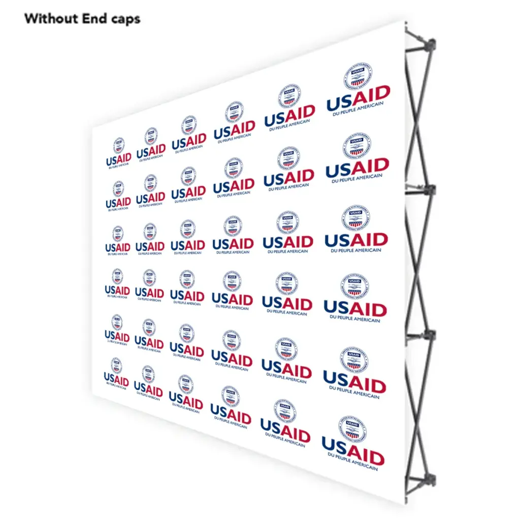 USAID French ONE CHOICE 8 Ft. Fabric Pop Up Display - 89"H Straight Graphic Package