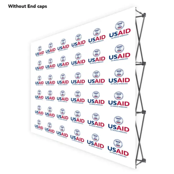 USAID French ONE CHOICE 8 Ft. Fabric Pop Up Display - 89"H Straight Graphic Package