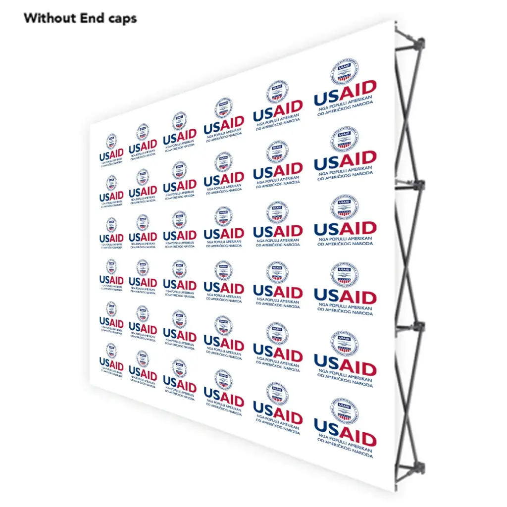 USAID Albanian ONE CHOICE 8 Ft. Fabric Pop Up Display - 89"H Straight Graphic Package